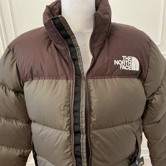 🆕THE NORTH FACE Women 96 Retro Nuptse Jacket Green Brown 700 Down Size XL NWT - Picture 4 of 16
